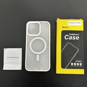 JETech iPhone 15 Pro Max Case Magnetic Frosted Matte White Minimalist Tech